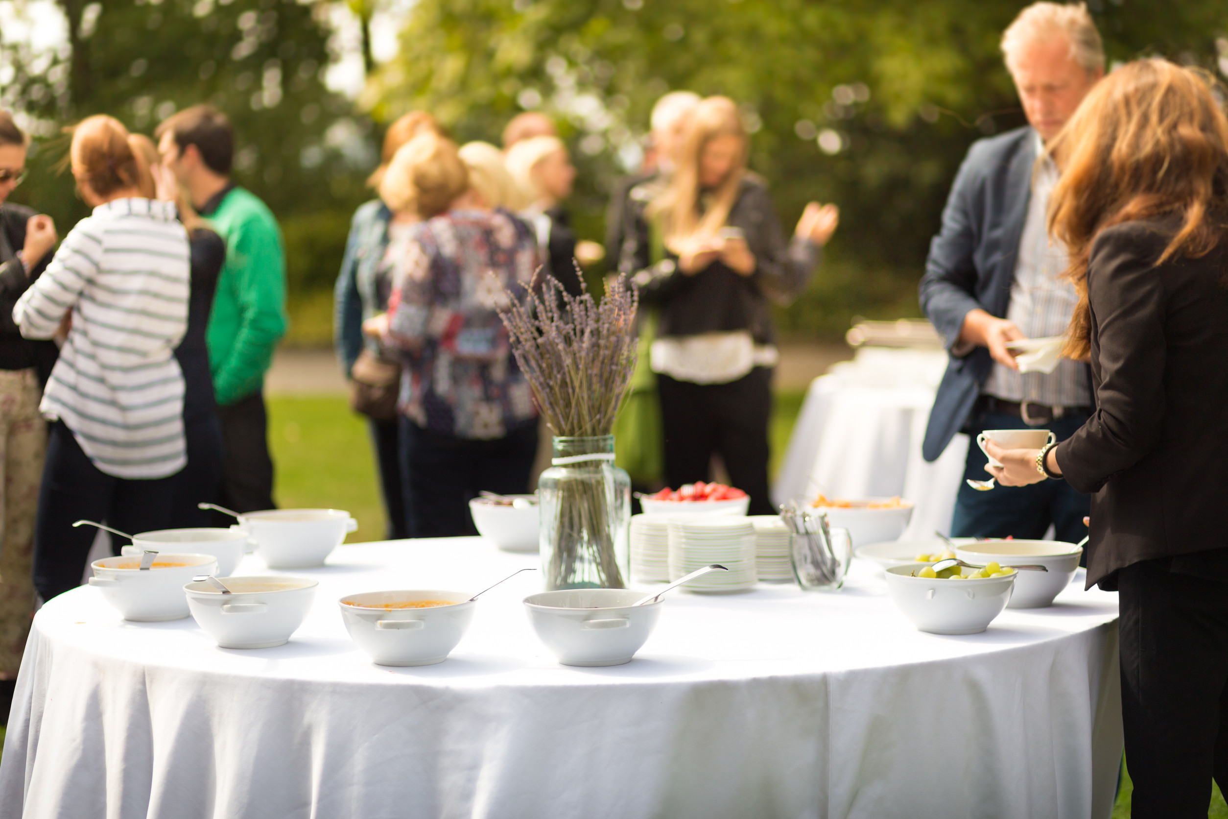 Wedding guests socialising and enjoying an outdoor wedding setting at Lezar Opstal Heidelberg Gauteng