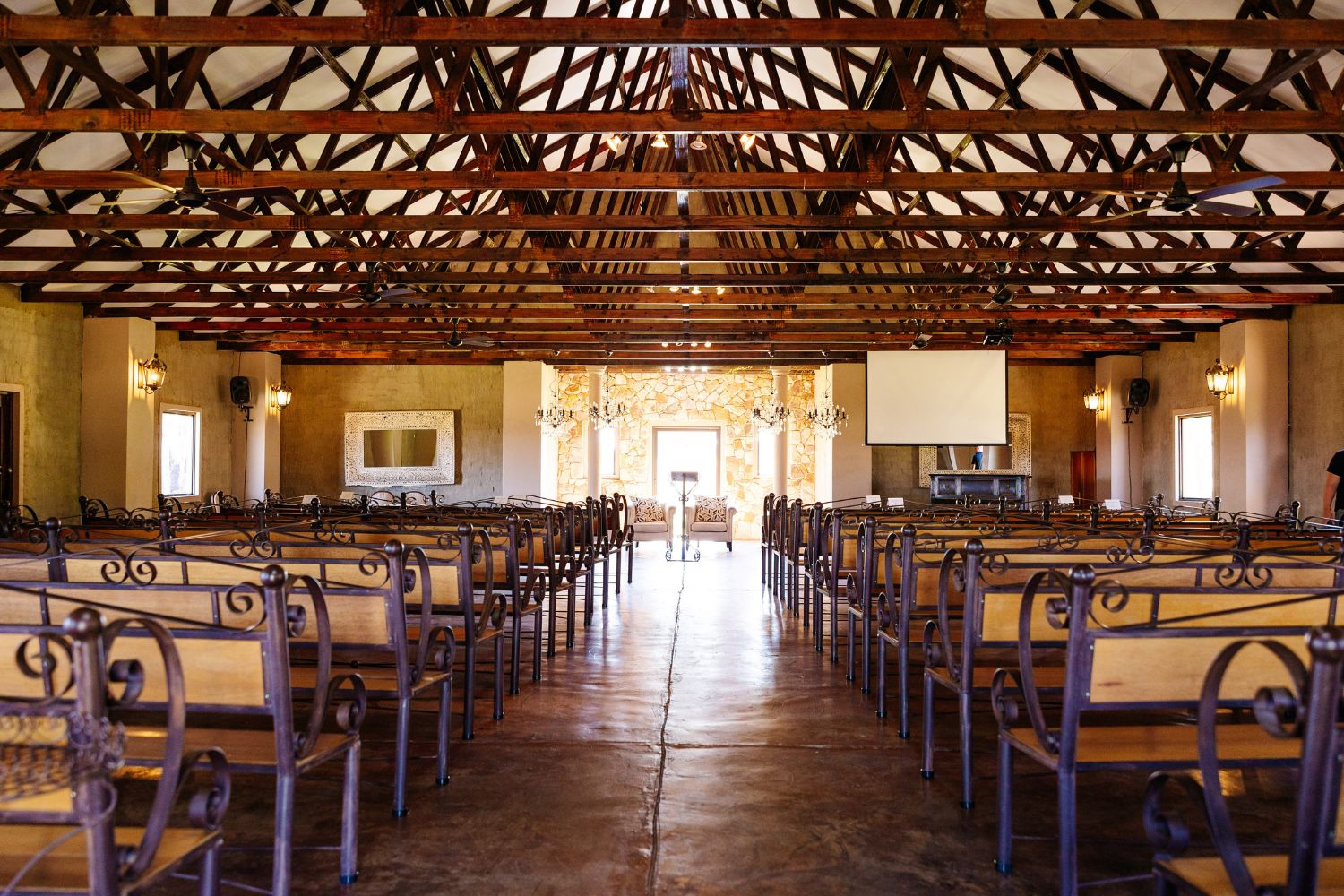 Undecorated wedding hall interior ceremony space at Lezar Opstal Heidelberg Gauteng